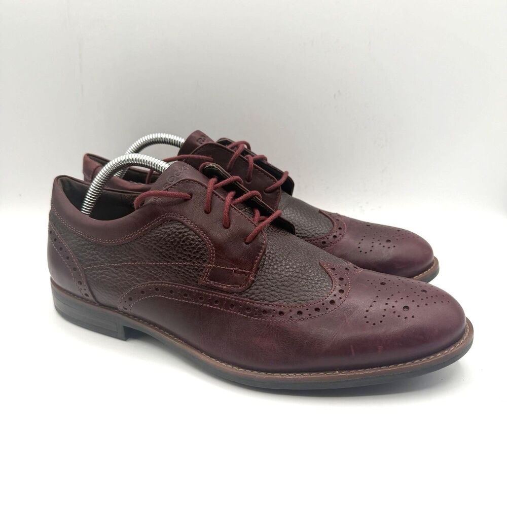 Rockport Dustyn Wingtip Oxford Shoes Men’s 10 Burgundy Hydro Shield Waterproof